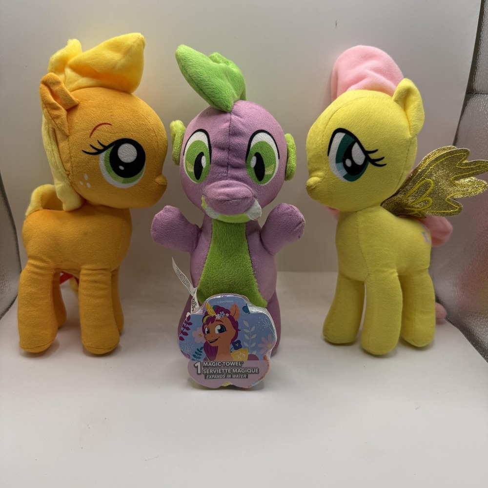 My Little Pony Spike Fluttershy Applejack Plush Stuffed Toy Lot Small Multicolor